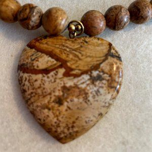 Lee Sands Sand stone heart and bead necklace